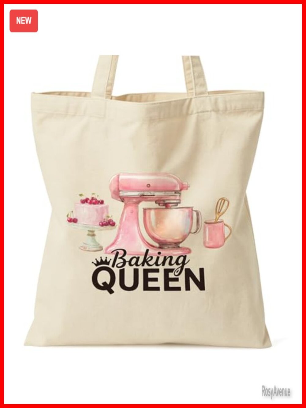 Baking Queen Canvas Tote Bag with Inner Zip Pocket for Women